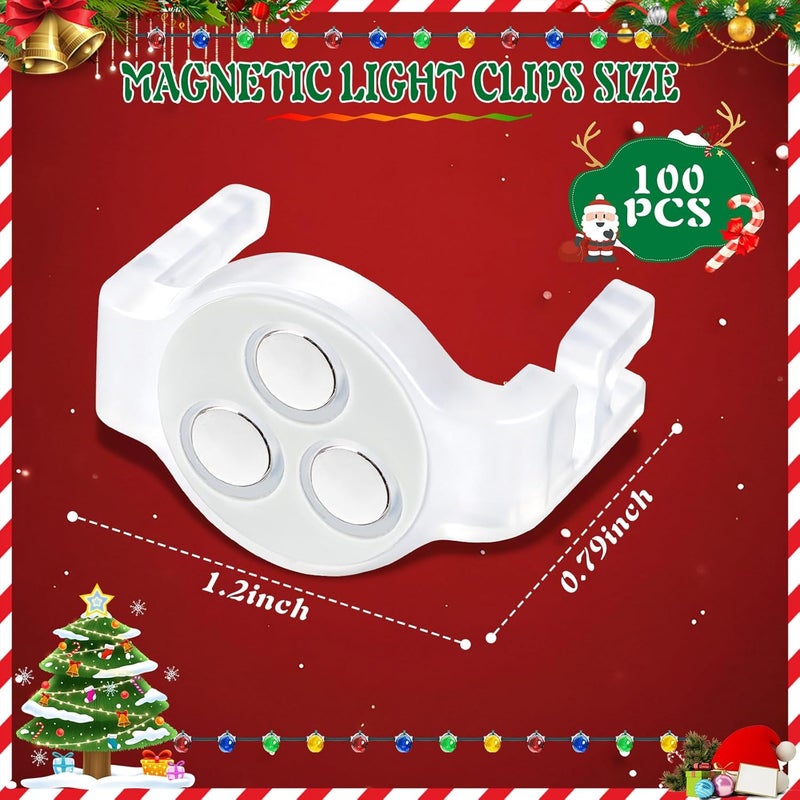 Axcoix 2025 Upgraded Magnetic Christmas Light Clips,100 Pack Extra Strong Magnetic Clips Hooks for C9 C7 Christmas Lights, Magnet Christmas Light Clips for Metal Roof Gutters Outside Patio Holiday Lighting - Image 3